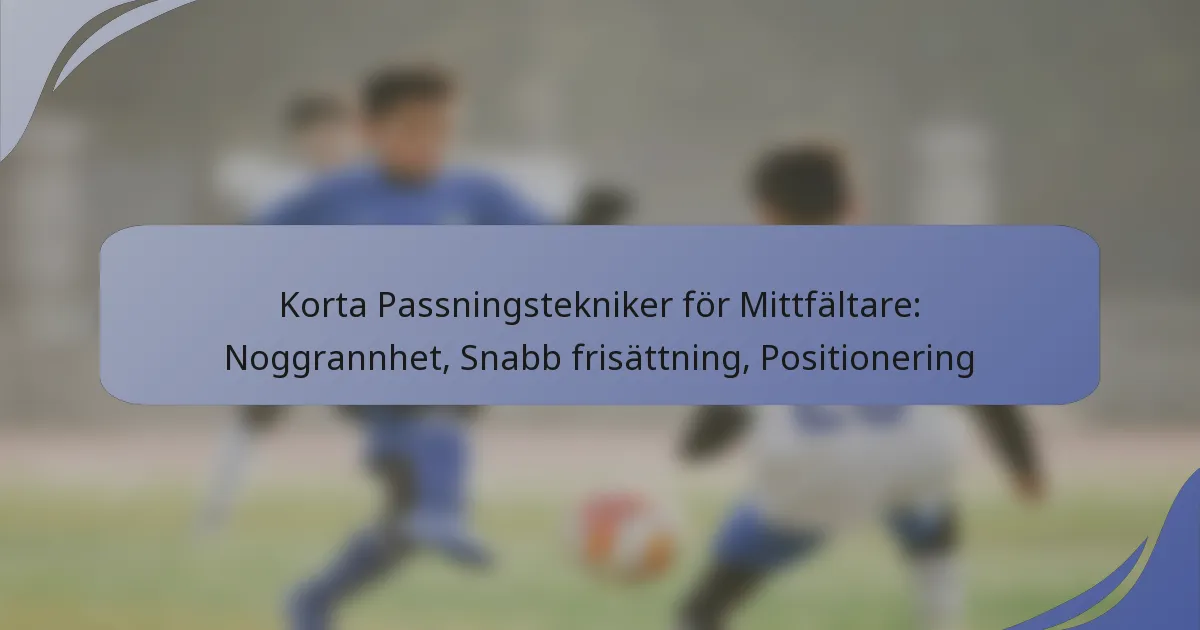 Korta Passningstekniker för Mittfältare: Noggrannhet, Snabb frisättning, Positionering
