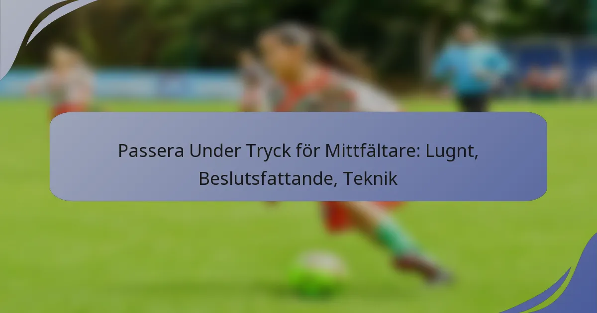 Passera Under Tryck för Mittfältare: Lugnt, Beslutsfattande, Teknik