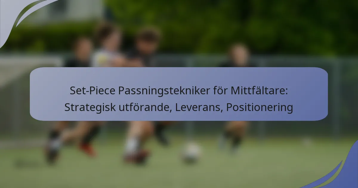 Set-Piece Passningstekniker för Mittfältare: Strategisk utförande, Leverans, Positionering